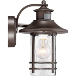 John Timberland Galt Outdoor Mission Wall Light Fixture Oil Rubbed Bronze Motion Sensor Dusk To Dawn 11 1/4" Seedy Glass For Post Exterior Barn Deck -Adesso Shop GUEST 8816ae46 4f4f 412c aedf ae0040bfd1f6