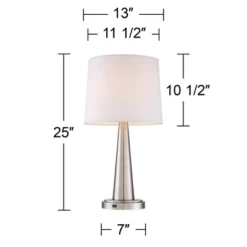 360 Lighting Karla Modern Table Lamps 25" High Set Of 2 Brushed Steel Column With USB Charging Port White Fabric Shade For Bedroom Living Room Desk -Adesso Shop GUEST 885eca65 547e 4dde bd6d 7fcb78d93b6f