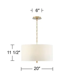 Possini Euro Design Warm Gold Pendant Chandelier 20" Wide Modern White Linen Drum Shade 4-Light Fixture For Dining Room Foyer Kitchen Island Entryway -Adesso Shop GUEST 8880d132 e918 422c b5f2 7062170d53c6