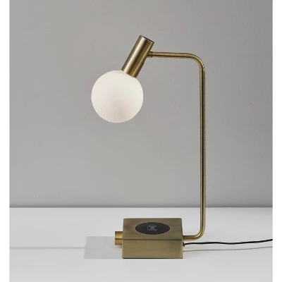 Windsor Charge Table Lamp Antique Brass (Includes LED Light Bulb) - Adesso 4 Windsor Charge Table Lamp Antique Brass (Includes LED Light Bulb) - Adesso - Image 2
