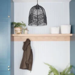 10" 1-Light Zola Pendant Rattan Black - River Of Goods -Adesso Shop GUEST 8b081855 c29a 42d8 8a5f 3db60d50864e