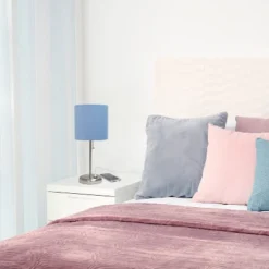 19.5" Bedside USB Port Feature Metal Table Desk Lamp Brushed Steel With Blue Fabric Shade - Creekwood Home 14 19.5" Bedside USB Port Feature Metal Table Desk Lamp Brushed Steel With Blue Fabric Shade - Creekwood Home -Adesso Shop GUEST 8b0864bb 9369 486d 9016 38279ea1e663