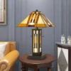 22.75" Tiffany Table Lamp Hand Cut Stained Glass Shade And Lamp Base (Includes LED Light Bulb) Dark Bronze - Cal Lighting -Adesso Shop GUEST 8be05655 ec69 4e45 af8a d0ea8847c013