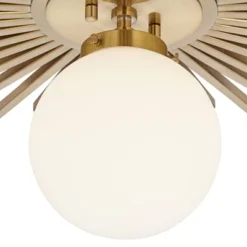Possini Euro Design Hazel Modern Ceiling Light Semi Flush Mount Fixture 24" Wide Warm Brass White Globe Shade For Bedroom Kitchen Living Room Hallway -Adesso Shop GUEST 8c256957 351f 4cef 9ac1 d10024535ea2