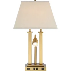 Possini Euro Design Possini Euro Deacon Brass Gooseneck Lamps With USB Port And Outlet Set Of 2 -Adesso Shop GUEST 8c4f2cfc 52bf 4784 98da cc209e724fcd