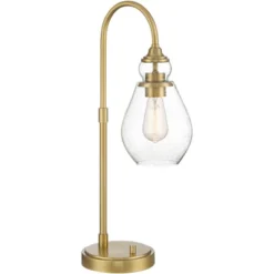 Possini Euro Design Possini Euro Vaile Desk Lamp With Dual USB Ports Warm Gold With Glass Shade -Adesso Shop GUEST 8c68f048 bcdc 4268 8ba2 9325176438a0