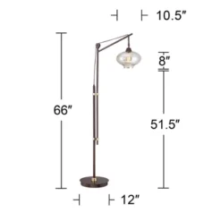 Franklin Iron Works Industrial Downbridge Floor Lamp 66" Tall Bronze Cognac Glass Dimmable LED Edison Bulb For Living Room Reading Office -Adesso Shop GUEST 8d05da80 17c1 4a64 8332 5de6183a99e3