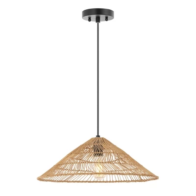 20.25" 1-Light Nova Farmhouse Coastal Rattan LED Pendant Brown - JONATHAN Y 17 20.25" 1-Light Nova Farmhouse Coastal Rattan LED Pendant Brown - JONATHAN Y - Image 15