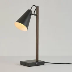 18" Nash Table Lamp With Faux Wood Arm Matte Black - Globe Electric 12 18" Nash Table Lamp With Faux Wood Arm Matte Black - Globe Electric -Adesso Shop GUEST 9112315c 10d6 4361 965c cbbadffd3108