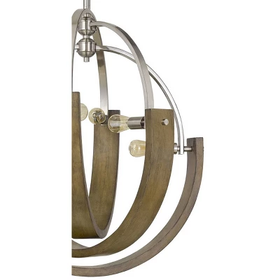 34" X 34" X 46.5" Metal/Wood Rauma Chandelier Brushed Steel - Cal Lighting 5 34" X 34" X 46.5" Metal/Wood Rauma Chandelier Brushed Steel - Cal Lighting - Image 3