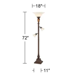 Kathy Ireland Mulholland Vintage Rustic Torchiere Floor Lamp With Side Lights 72" Tall Bronze Tortoise Shell Frosted Glass For Living Room Reading -Adesso Shop GUEST 9179ca99 eb52 4b01 9ecf 85cdda3a7c15