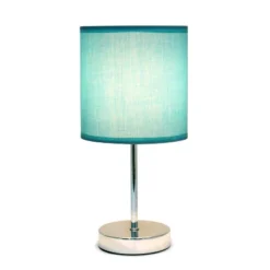 11.81" Traditional Petite Metal Stick Bedside Table Desk Lamp In Chrome With Fabric Shade Blue - Creekwood Home -Adesso Shop GUEST 92643e1b 0e2a 420f 9201 82add69cec76