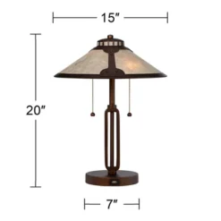 Franklin Iron Works Samuel Industrial Desk Lamp 20" High Rubbed Bronze With USB Charging Port Natural Mica Shade For Bedroom Living Room Bedside Desk -Adesso Shop GUEST 927ea892 13f7 4263 9b9a 603311417e0c