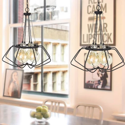 22" X 22" X 25" Ladue Metal Chandelier Black/Chrome - Cal Lighting 4 22" X 22" X 25" Ladue Metal Chandelier Black/Chrome - Cal Lighting - Image 2