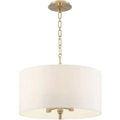 Possini Euro Design Warm Gold Pendant Chandelier 20" Wide Modern White Linen Drum Shade 4-Light Fixture For Dining Room Foyer Kitchen Island Entryway -Adesso Shop GUEST 932dc1ea 51d4 4076 8b0c 1f2352184a70