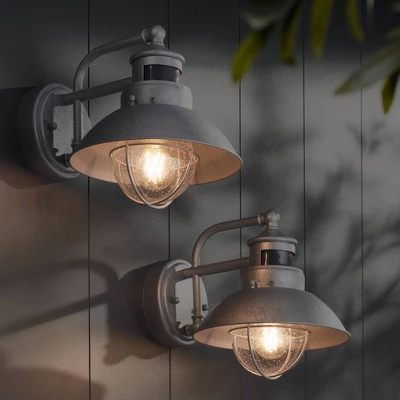 John Timberland Modern Industrial Outdoor Barn Lights Set Of 2 Metal Dusk To Dawn Motion Sensor Gooseneck 9" Clear Glass Exterior 6 John Timberland Modern Industrial Outdoor Barn Lights Set Of 2 Metal Dusk To Dawn Motion Sensor Gooseneck 9" Clear Glass Exterior - Image 4