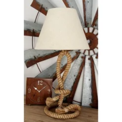 26" Rustic Jute Table Lamp Brown - Olivia & May