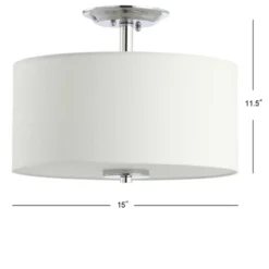 15" Marc Metal/Linen LED Semi-Flush Mount Chrome (Includes Energy Efficient Light Bulb) - JONATHAN Y -Adesso Shop GUEST 9532ed43 d4bb 4ed5 9b49 9a9a73d440db