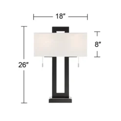 360 Lighting Neil Modern Table Lamp With Clear Riser 26" High Black With USB Charging Port White Rectangular Shade For Bedroom Living Room House Desk -Adesso Shop GUEST 95d6b352 f8b3 4101 8dcd 555e9e321bb6