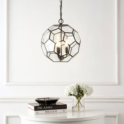 13.5" 3-Light Bee Modern Farmhouse Iron/Glass LED Pendant Oil Rubbed Bronze/Clear - JONATHAN Y 4 13.5" 3-Light Bee Modern Farmhouse Iron/Glass LED Pendant Oil Rubbed Bronze/Clear - JONATHAN Y - Image 2