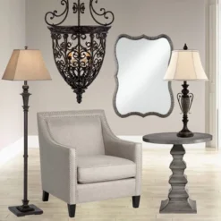 Franklin Iron Works French Scroll Rubbed Bronze Chandelier 22 1/2" Wide Rustic 9-Light Fixture For Dining Room House Kitchen Island Entryway Bedroom -Adesso Shop GUEST 977d7ad2 7483 4c76 8dc5 b8999614fe6c