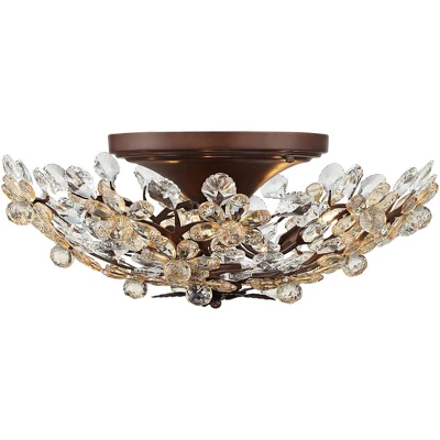 Vienna Full Spectrum Blooms Vintage Ceiling Light Semi Flush Mount Fixture 21" Wide Weathered Brown 5-Light For Bedroom Kitchen Living Room Hallway 5 Vienna Full Spectrum Blooms Vintage Ceiling Light Semi Flush Mount Fixture 21" Wide Weathered Brown 5-Light For Bedroom Kitchen Living Room Hallway - Image 3