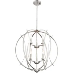 Possini Euro Design Spherical Brushed Nickel Large Chandelier 24" Wide Modern 6-Light Fixture For Dining Room House Foyer Kitchen Island Entryway Home -Adesso Shop GUEST 99270896 2f9d 421d ad3d d6863d64a567