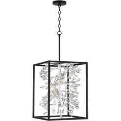 Possini Euro Design Black Silver Pendant Chandelier 15 1/4" Wide Modern Clear Crystal Flower Vine 4-Light Fixture For Dining Room House -Adesso Shop GUEST 99db8f24 c254 4107 8bfb 1b186ddf050c