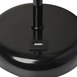 19.5" Bedside USB Port Feature Metal Table Desk Lamp Black With White Fabric Shade - Creekwood Home -Adesso Shop GUEST 9a4bffad 170d 4532 b219 8e9c8908fac9