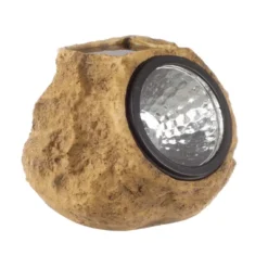 Solar Outdoor Lights - 4-Pack Of All-Weather Faux-Stone LED Rock Lights For Paths, Gardens, And Landscaping By Pure Garden (Brown) -Adesso Shop GUEST 9a7321af 67f7 4baf bd62 b42dbcbba9e8