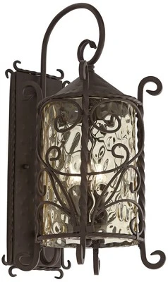 John Timberland Casa Seville Vintage Rustic Outdoor Wall Light Fixture Dark Walnut Scroll 23 3/4" Champagne Hammered Glass For Post Exterior Barn Deck 5 John Timberland Casa Seville Vintage Rustic Outdoor Wall Light Fixture Dark Walnut Scroll 23 3/4" Champagne Hammered Glass For Post Exterior Barn Deck - Image 3