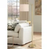 360 Lighting Modern Downbridge Floor Lamp 61 1/2" Tall Warm Gold Metal Off-White Linen Drum Shade For Living Room Reading Bedroom -Adesso Shop GUEST 9c8559d5 da91 433f a4f6 ea8a1cdf3cc3