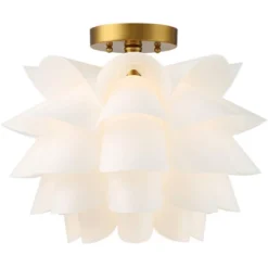 Possini Euro Design Modern Ceiling Light Semi Flush Mount Fixture White Flower Gold Metal 15 3/4" Wide Living Room Bedroom Kitchen -Adesso Shop GUEST 9caa153e a2a6 4cbb b7c7 151d401311d5