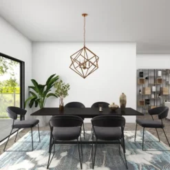 Modern Metal Chandelier With Link Style Chain Gold - Olivia & May -Adesso Shop GUEST 9d1e7925 1ee6 41dc 951e 6dc511a7bfc1