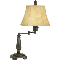 Regency Hill Traditional Accent Table Lamp Swing Arm 22.5" High Bronze Metal Faux Leather Bell Leather Shade For Living Room Family Bedroom -Adesso Shop GUEST 9d559499 5ed0 4401 92ae ed3747c17ad3 1