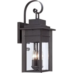 Franklin Iron Works Bransford Mission Outdoor Wall Light Fixture Black Specked Gray 21" Clear Glass For Post Exterior Barn Deck House Porch Yard Patio -Adesso Shop GUEST 9d65cc3e d440 49a7 bd7c d9885c71d9eb