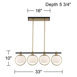 Possini Euro Design Carlyn Brass Black Linear Island Pendant Chandelier 33" Wide Modern White Glass Shade 4-Light LED Fixture For Dining Room Kitchen -Adesso Shop GUEST 9db9d07e 0dff 4ca8 821a 97332964a524