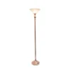 1 Light Torchiere Floor Lamp With Marbleized Glass Shade Rose Gold - Elegant Designs