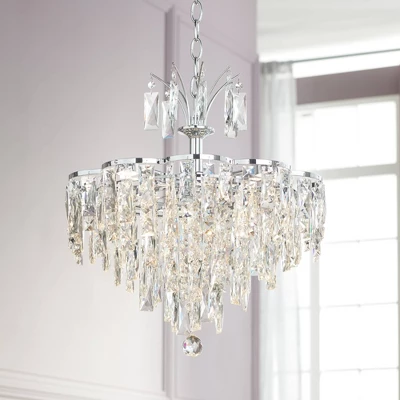 Vienna Full Spectrum Villette Chrome Chandelier 27 1/2" Wide Modern Cascade Crystal 6-Light LED Fixture For Dining Room Foyer Kitchen Island Entryway 3 Vienna Full Spectrum Villette Chrome Chandelier 27 1/2" Wide Modern Cascade Crystal 6-Light LED Fixture For Dining Room Foyer Kitchen Island Entryway