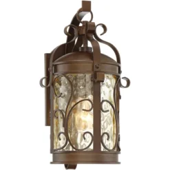 John Timberland Conway Vintage Rustic Outdoor Wall Light Fixture Oil Rubbed Bronze Scroll 17 1/2" Amber Hammered Glass For Post Exterior Barn Deck -Adesso Shop GUEST 9fdfed77 3600 4233 95a6 55dd5dca471c