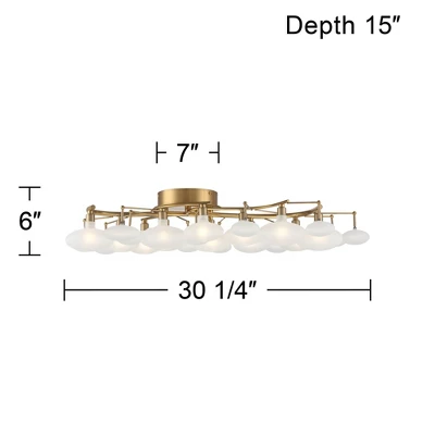 Possini Euro Design Lilypad Modern Ceiling Light Semi Flush Mount Fixture 30 1/4" Wide Warm Brass 12-Light Frosted Glass Shade For Bedroom Living Room 10 Possini Euro Design Lilypad Modern Ceiling Light Semi Flush Mount Fixture 30 1/4" Wide Warm Brass 12-Light Frosted Glass Shade For Bedroom Living Room - Image 8
