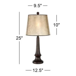 Franklin Iron Works Naomi Industrial Rustic Table Lamp 25" High Bronze With USB Charging Port Mica Shade For Bedroom Living Room Bedside Office Desk -Adesso Shop GUEST a2443163 f56e 4db7 8a07 043e03776c2a