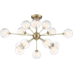 Possini Euro Design Modern Ceiling Light Semi Flush Mount Fixture Sputnik Brass 30 1/2" Wide 15-Light Double Glass Ball Hallway 12 Possini Euro Design Modern Ceiling Light Semi Flush Mount Fixture Sputnik Brass 30 1/2" Wide 15-Light Double Glass Ball Hallway -Adesso Shop GUEST a3344d35 d1d8 4a60 8f88 777e9a7f591d