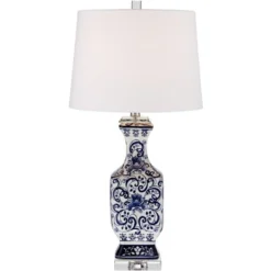 Barnes And Ivy Table Lamps 28" Tall Set Of 2 Porcelain Blue Floral Jar Geneva White Drum Shade For Living Room Family Bedroom Bedside -Adesso Shop GUEST a34c1980 6fc4 43bd a740 80cb7755ec5d