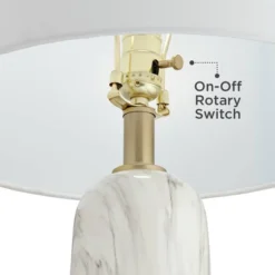 360 Lighting Maceao Modern Table Lamps 28" Tall Set Of 2 White Faux Marble Tapered Drum Shade For Bedroom Living Room Bedside Nightstand Office House -Adesso Shop GUEST a3a3978b d868 4ab9 b095 41d0f6d627f2