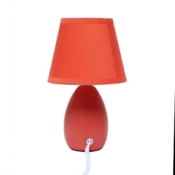 9.45" Petite Ceramic Oblong Bedside Table Desk Lamp With Matching Tapered Drum Shade Orange - Creekwood Home -Adesso Shop GUEST a3b97f0a f307 497a 919d 6bb40c471255