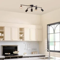 5-Light Matte Black Track Lighting With Center Swivel Bar With Pivoting Shades - Globe Electric -Adesso Shop GUEST a478e599 8a6c 444a 9a00 126183ff512c