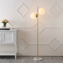 60.5" 2-Light Oscar Modern Parisian Candlestick Iron Floor Lamp (Includes LED Light Bulb) Brass Gold/White - JONATHAN Y -Adesso Shop GUEST a53e1d1f 299e 41df 9434 4a0ae6df0dca