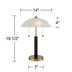 360 Lighting Mid Century Modern Desk Lamp 19 1/2" High Brown Wood White Frosted Glass Dome Shade For Bedroom Living Room Office -Adesso Shop GUEST a5761f0f ef05 4fa8 b53d b55078e4844a