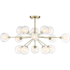 Possini Euro Design Modern Ceiling Light Semi Flush Mount Fixture Sputnik Brass 30 1/2" Wide 15-Light Double Glass Ball Hallway 11 Possini Euro Design Modern Ceiling Light Semi Flush Mount Fixture Sputnik Brass 30 1/2" Wide 15-Light Double Glass Ball Hallway -Adesso Shop GUEST a5d5d52f e87f 49d6 be3a b66722eec602